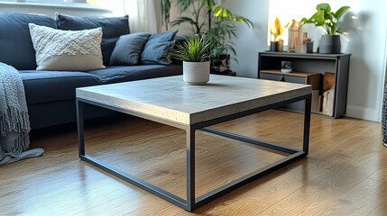 Modern concrete coffee table in living room