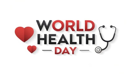 world health day and wellness background. World Health Day graphic featuring hearts and a stethoscope design.