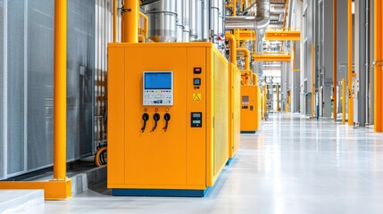 Industrial Infrastructure Concept with Complex Network in Brightly Lit Factory Environment