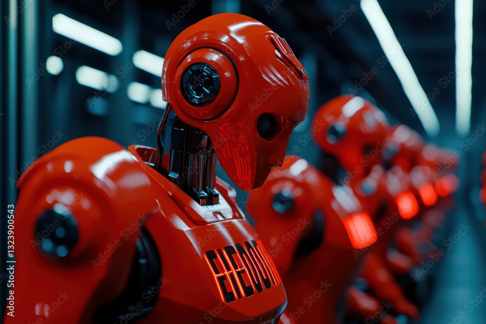Poster robotic arms in industrial setting with advanced automation technology and engineering concepts