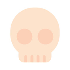 Flat vector illustration of a pastel skull icon with circular eyes and minimal design style