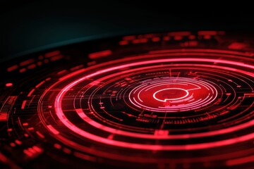Fototapeta premium Futuristic Digital Market Insights Concept with Circular Red Interfaces and Data Visualization