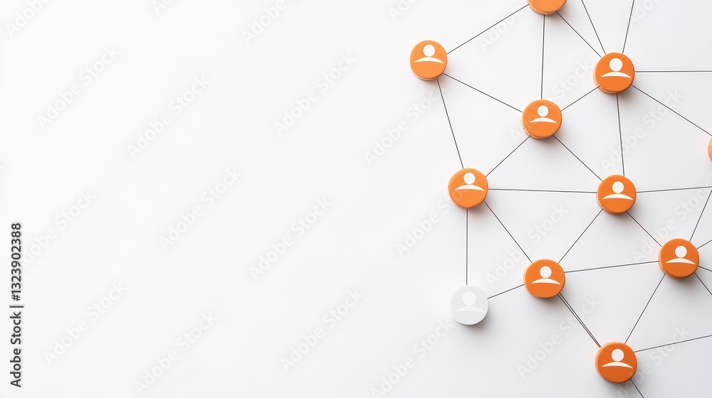Poster minimalist abstract concept of communication network with connected user icons