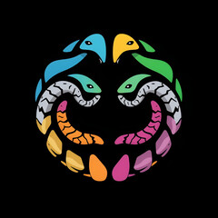 Infinite Snakes. Loop Snakes Logo Template, Double O logo abstract.