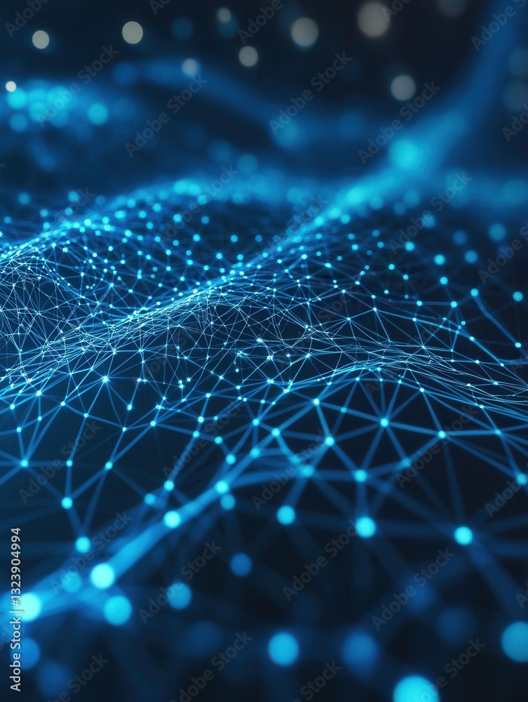 Leinwandbilder futuristic digital grid with glowing nodes and holographic effects showcasing advanced technology in