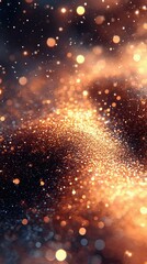 Fototapeta premium A mesmerizing abstract background of shimmering particles in warm golden and deep blue tones, perfect for enhancing visual designs and presentations.