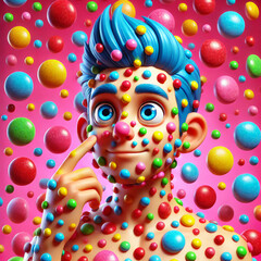 Surreal Candy Overload – Vibrant Psychedelic Art. This unique and psychedelic artwork represents themes of sugar addiction, fantasy, surrealism, and sensory overload, making it perfect for conceptual 