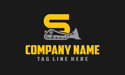 Letter S bulldozer logo vector © Shenju