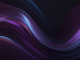Obraz premium Abstract fluid holographic iridescent purple curved wave in dark background 3d render. Gradient design element for backgrounds, wallpapers, posters and covers.