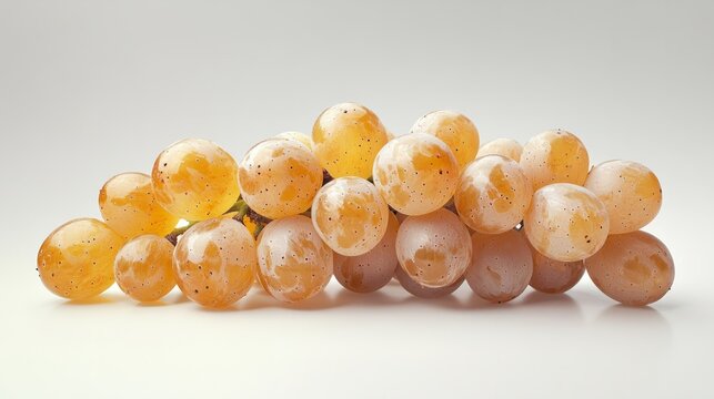 A bunch of grapes isolated on a white background, with each grapees intricate texture clearly visible