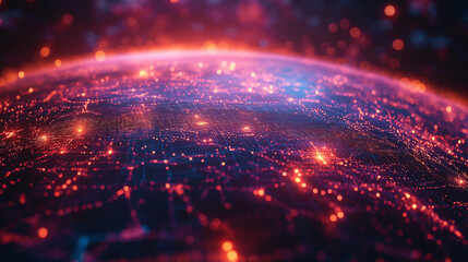 Obraz premium Abstract 3D globe with glowing connection lines, symbolizing global connectivity and digital networks.