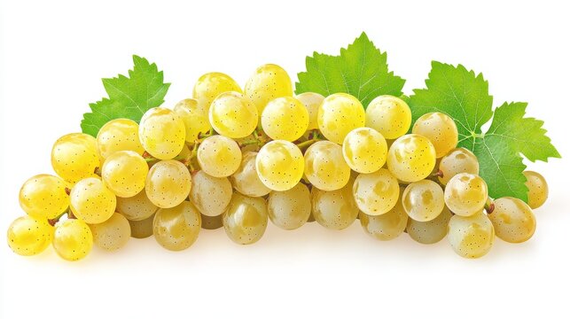 A bunch of grapes isolated on a white background, with each grapees intricate texture clearly visible