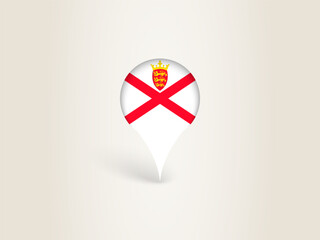 Pin Icon with Jersey National Flag.