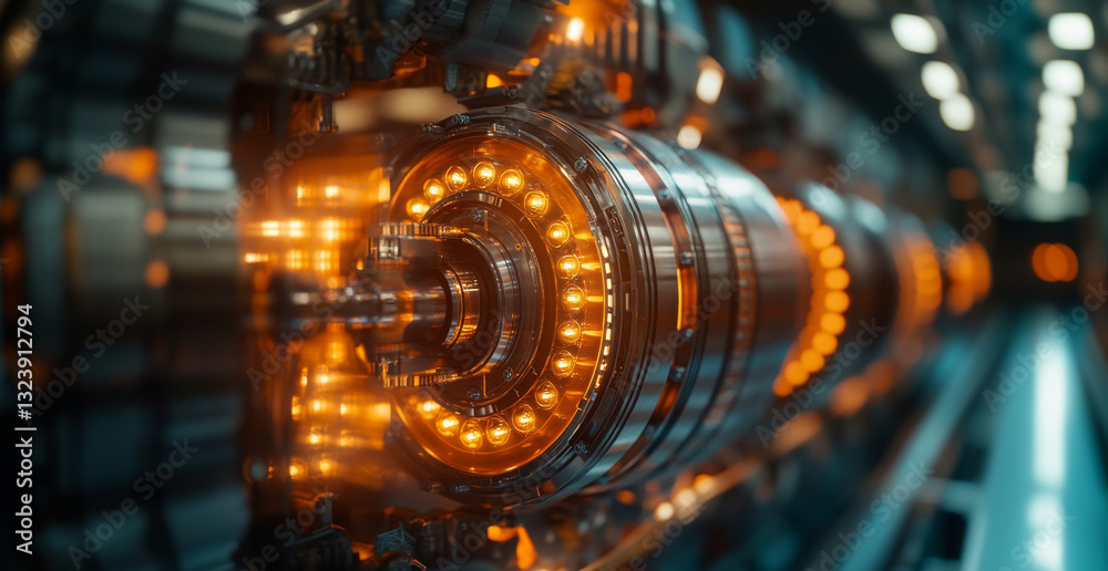 Leinwandbilder Close-up view of a quantum computing component filled with luminous circuits and intricate designs. This system is likely engaged in processing quantum information through various algorithms.