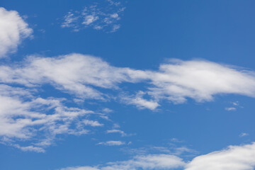 Blue sky with scattered white clouds