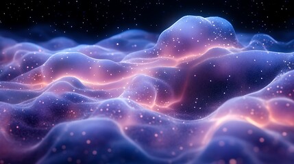 Fototapeta premium Abstract Purple and Blue Glowing Particle Wave Background