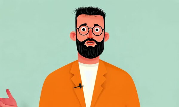 Cute businessman, professional man charade simple animation 