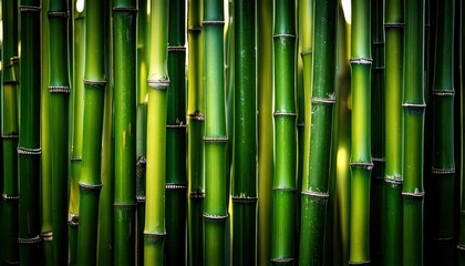 Fototapeta premium Close-Up of Green Bamboo Stalks – Vibrant Color and Natural Texture