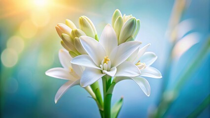 Fototapeta premium Exquisite White Tuberose Flower Close-up