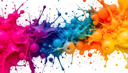 A vibrant and energetic desktop wallpaper featuring a dynamic and abstract paint splash design in high resolution 8k quality.