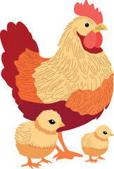 A charming illustration of Easter chicks and a hen, symbolizing spring, renewal, and family. The fluffy chicks play around their mother, creating a warm, festive, and joyful atmosphere perfect for Eas