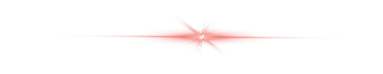 Star effect with radiant rays and bokeh glow, featuring a red light in PNG format. Sunlight filters through the lens with an explosion of glare and spark. The sun shines with a sparkle beam, adding