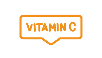 Vitamin C. Badge, icon, logo vector design illustration on white background. Can be used for eco, organic, bio theme