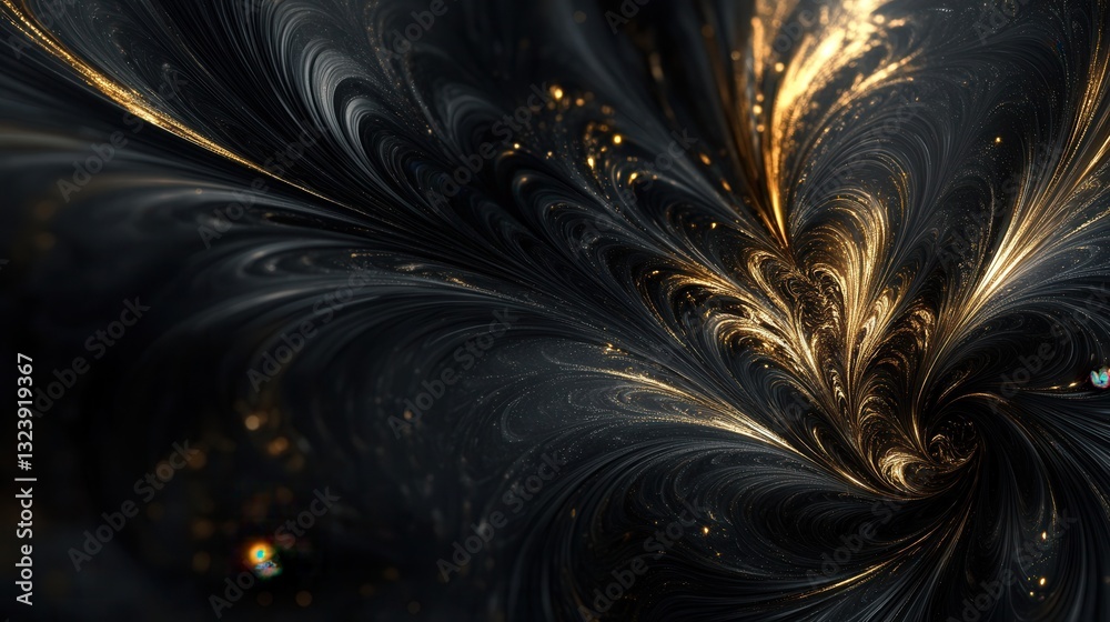 Aufkleber elegant dark abstract swirl with gold accents creating a luxurious modern backdrop for design