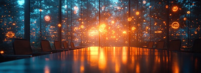 Futuristic Business Meeting in Medical Consultation Setting with Holographic Technology and Professional Discussion