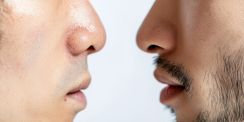 Obraz premium Close-up of Two Male Faces in Profile