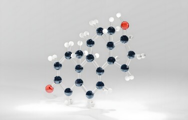 Scientific Illustration: Testosterone Molecule in High-Quality 3D Visualization