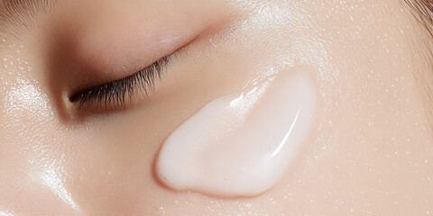 Fototapeta premium Close-up of Eye Area with Applied Facial Cream
