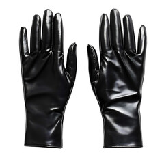 Black Faux Leather Gloves with Sleek Design Isolated on Transparent Background