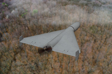 The military drone in the mission is a grey tactical drone flying at low altitude.
