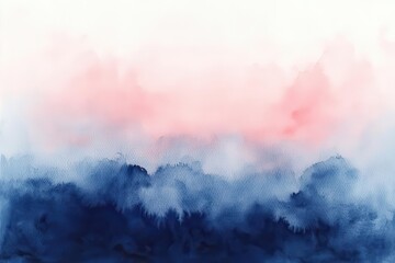 delicate watercolor brushstrokes creating a dreamy gradient from deep indigo to soft coral, with subtle textural elements suggesting movement and tranquility in an abstract composition