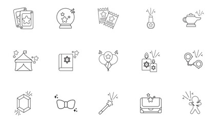Set of magic vector icons with white background