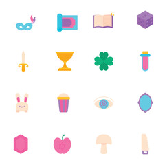 Set of magic vector icons with white background