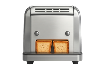 Toaster browning bread in a bright kitchen setting during the morning rush hour isolated on transparent background