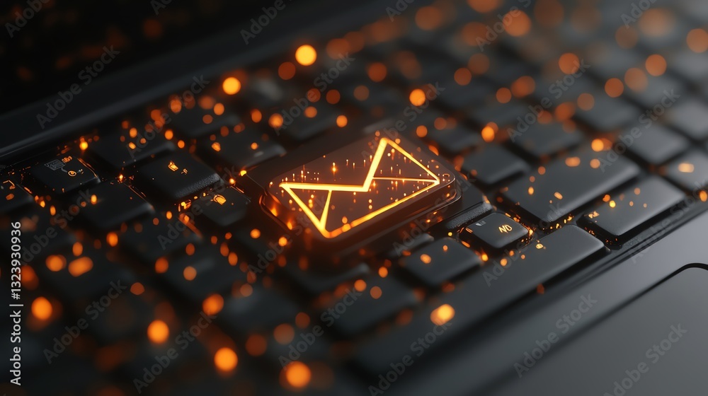 Aufkleber 3d rendered email icon on laptop screen with cursor, representing online messaging, business communi