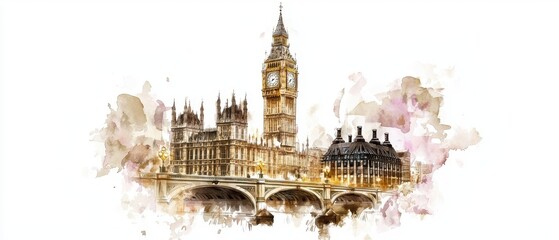 Obraz premium Iconic image of the Palace of Westminster and the famous Big Ben clock tower in London England This historic Gothic architecture landmark is a top tourist attraction in the UK capital city