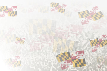 Celebratory Crowd with Maryland Flags Background