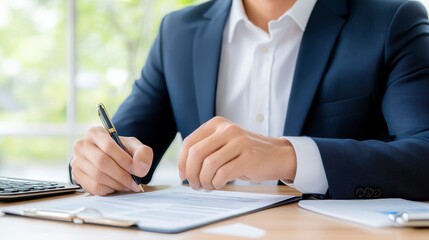 Businessman Signing Documents At Meeting