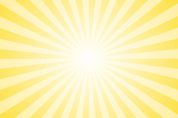 Ray sun. Yellow sun rays. Sunburst background. Burst radial line. Star beam. Retro pattern. Starburst light. Orange shiny lines. Sunray stripe. Banner comic style. Sparkle stripes. Vector illustration © Omeris