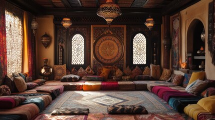 Cozy, ornate,  Middle Eastern lounge