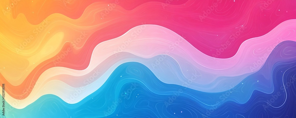 Poster Colorful abstract topographic lines flowing across gradient background