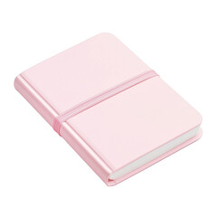 Pink notebook with elastic band on transparent background