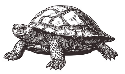 Fototapeta premium Turtle illustration set in black and white - detailed flat icons set, vector.