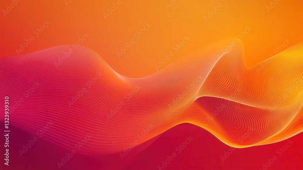 Poster Energetic abstract waves in red and orange hues create a dynamic background with movement and space for text