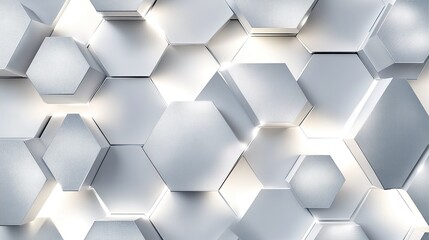 A futuristic design of paper cut-out hexagonal tiles arranged in an interlocking pattern