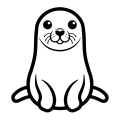 Fototapeta premium Cute Seal Illustration, Black and White, Animal Logo Design
